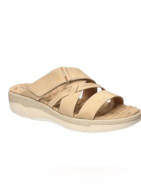 Easy Street Paola Wedged Slip On Sandal In Sand Women’s Size 9.5W Wide New